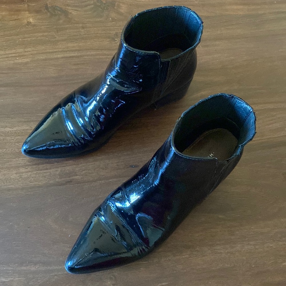Halogen parent leather ankle booties